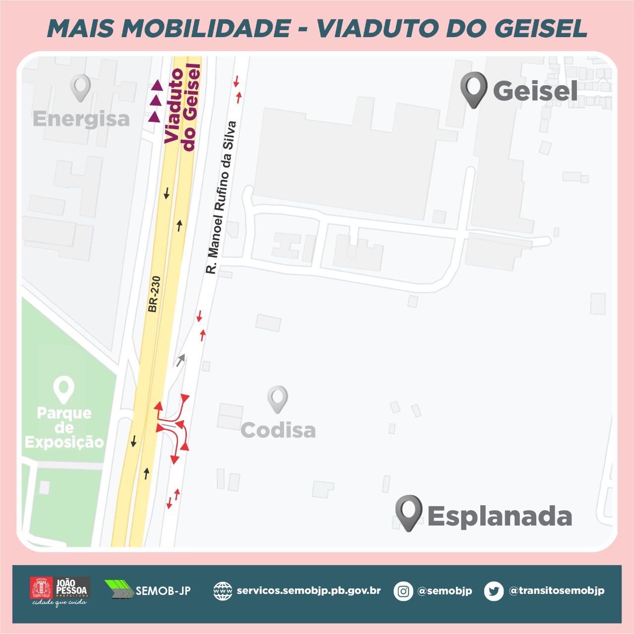 Semob-JP fará mudanças no trânsito da Rua Diógenes Chianca durante obras do  novo viaduto na BR-230