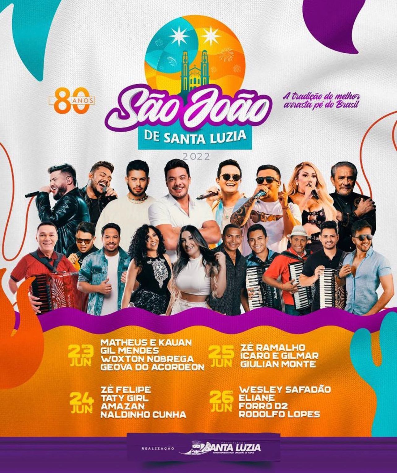 Santa Luzia anuncia programação do São João com shows de Wesley Safadão, Zé Ramalho, Matheus Santa Luzia anuncia programação do São João com shows de Wesley Safadão, Zé Ramalho, Matheus